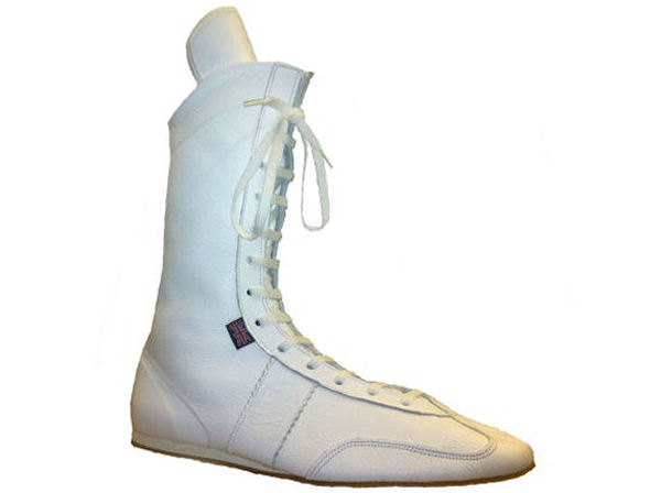 Main Event Vintage Retro High Cut Leather Boxing Boots All White